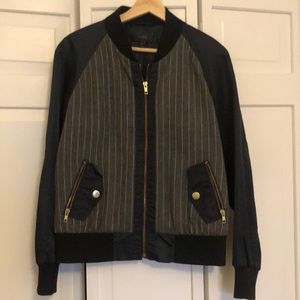 J Crew women bomber jacket wool pinstripe